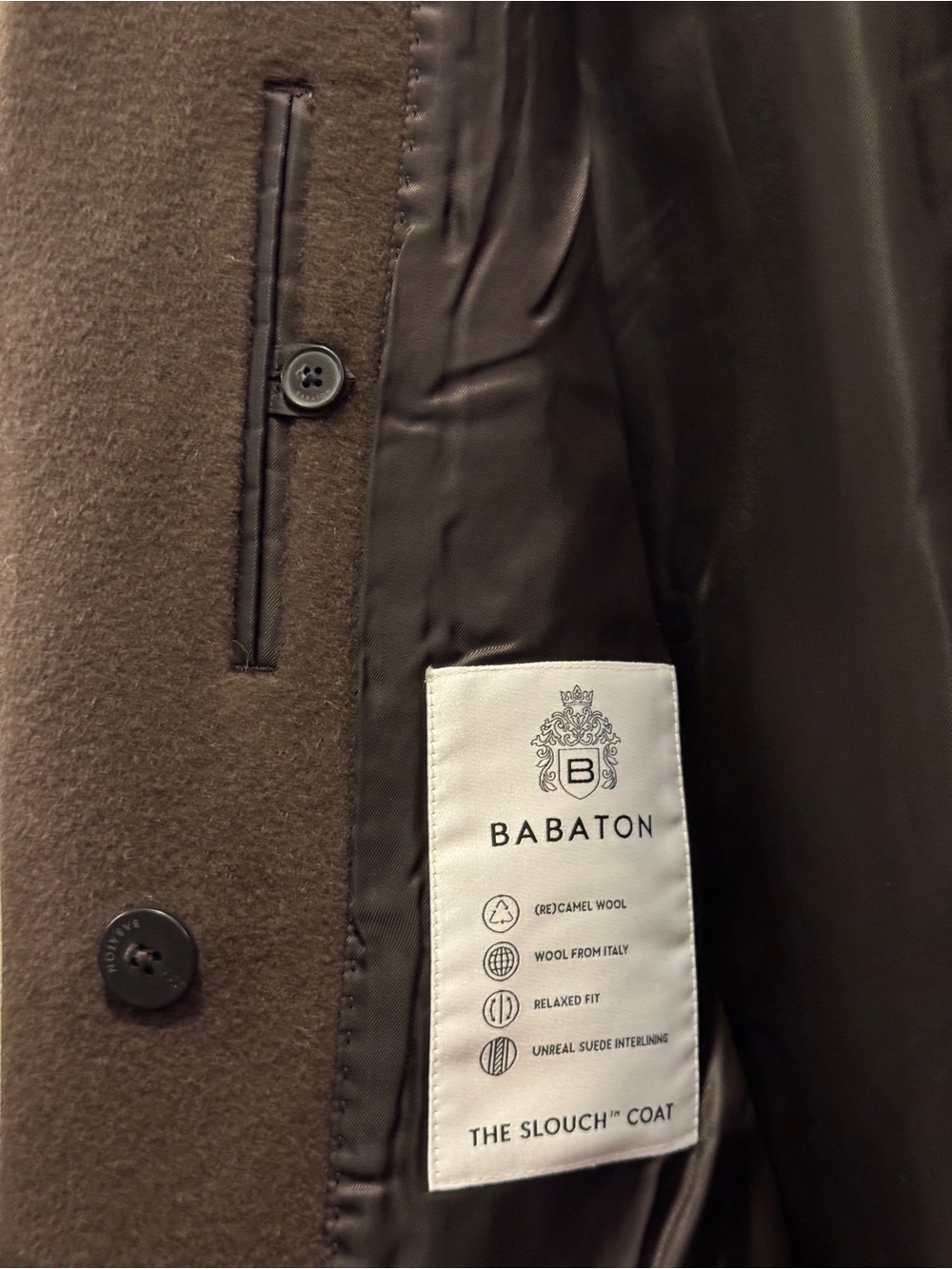 Aritzia Babaton The Slouch Coat Italian Camel Wool Brown Size L Retail $375.00 - Picture 6 of 16